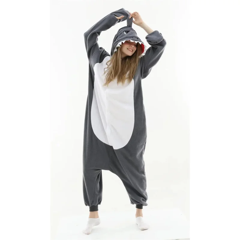 Kigurumi Adult Pyjamas Cosplay Costume Grey Shark Onesie Sleepwear Homewear Unicorn Pajamas Party Clothing Male Pajamas PA9197
