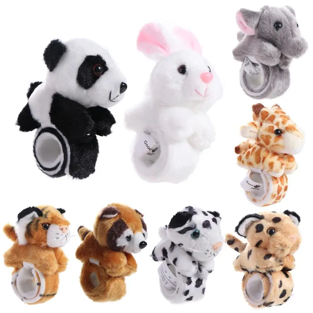Dschungeltier Stofftier Armband Klatschen Kreis Panda Tiger Cartoon Slap Armband Bequemes Plüschtier Partyzubehör