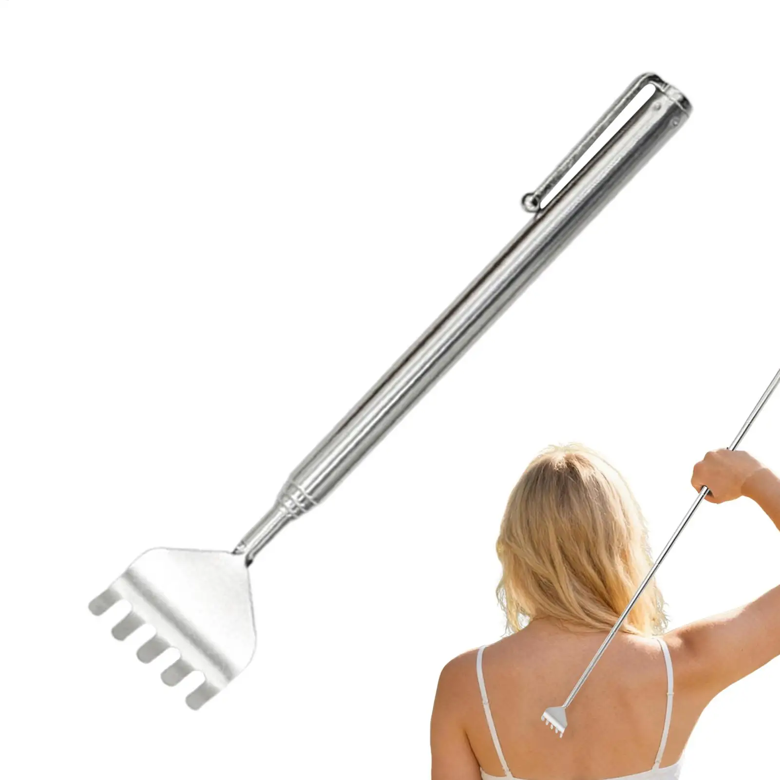 Telescopic Back Scratcher Portable Stainless Steel Extendable Long Handle Retractable Massager for Home Gym Office Car Travel