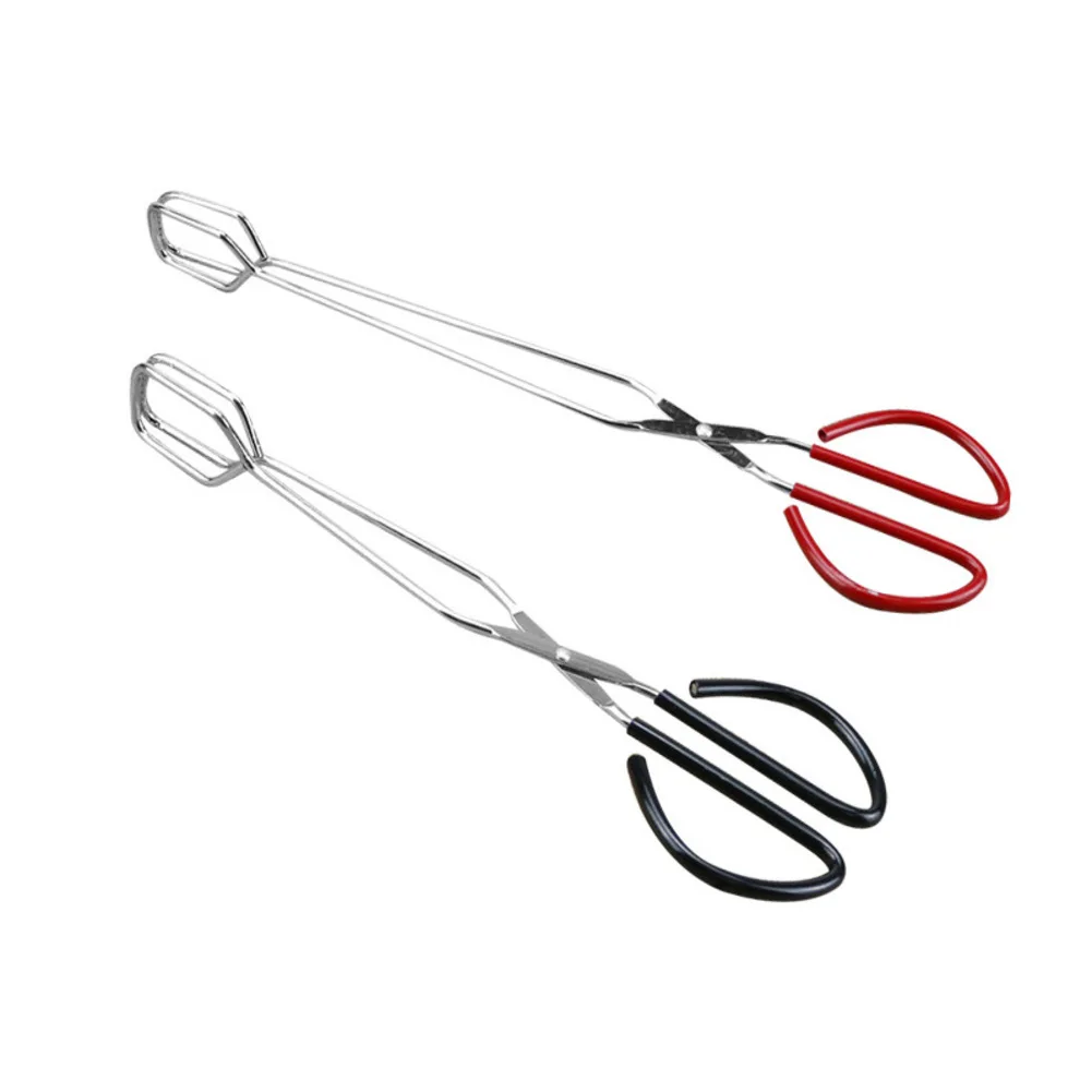 1pc 10.5/12/15in Scissor  Stainless Steel Food With Wrap Handle Angled Bread Clamp For BBQ Grilling Cake Tool