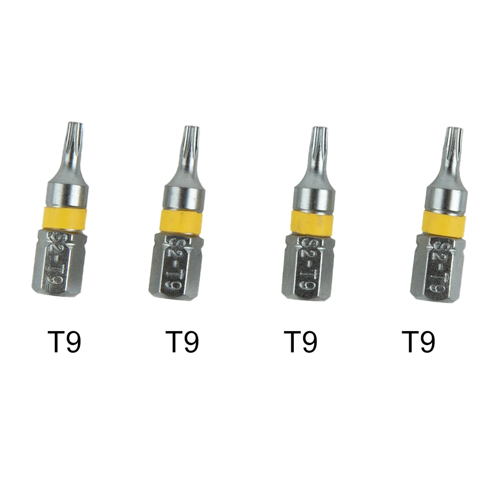 4Pcs 25mm T6-T40 Magnetic Torx Screwdriver Bits Set Electric Screwdriver Head T6/T8/T9/T10/T15/T20/T25/T27/T30/T35/T40 Hand Tool