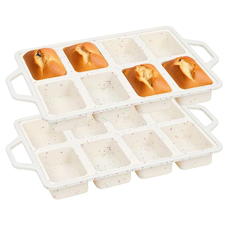 

A98E-Silicone Mini Loaf Pans Non-Stick 2-Pack For Baking, Dishwasher Safe Bread Pan-Cream Set