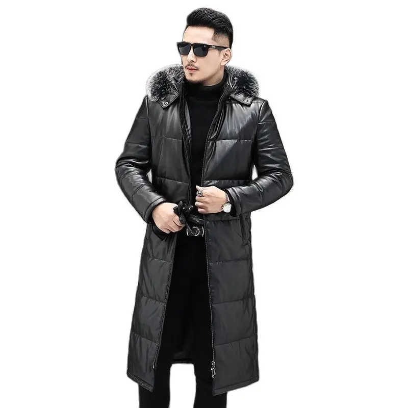 BATMO 2024 new arrival winter 90% white duck down leather jackets men,sheepskin leather coat,plus-size 18170-1