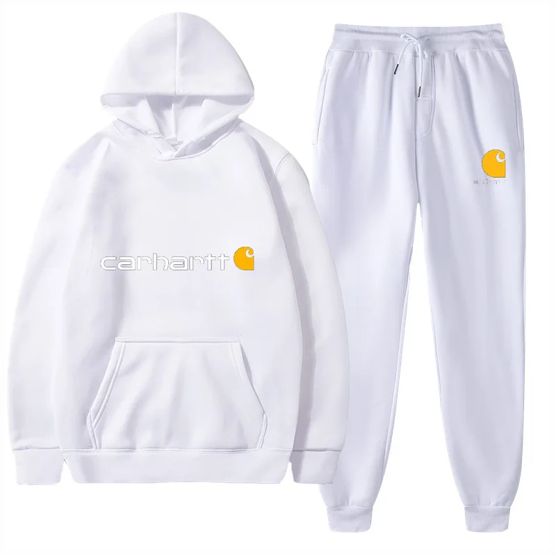 Men and Women Plus Fleece Hoodie Two-piece Mango Letter Hoodie High Quality Pure Cotton Autumn and Winter Suit