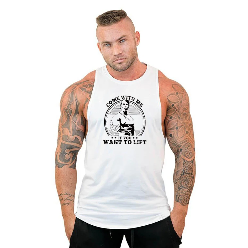 Come with Me If You Want To Lift Arnold Cotton Gym Clothing Bodybuilding Tank Top Men Fitness Singlet Muscle Sleeveless Shirt