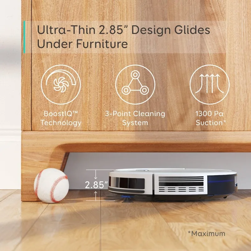 eufy BoostIQ RoboVac 11S(슬림), 로봇 진공 청소기, 초박형, 강력한 흡입, 조용하고 자체 충전 로봇 진공 청소기