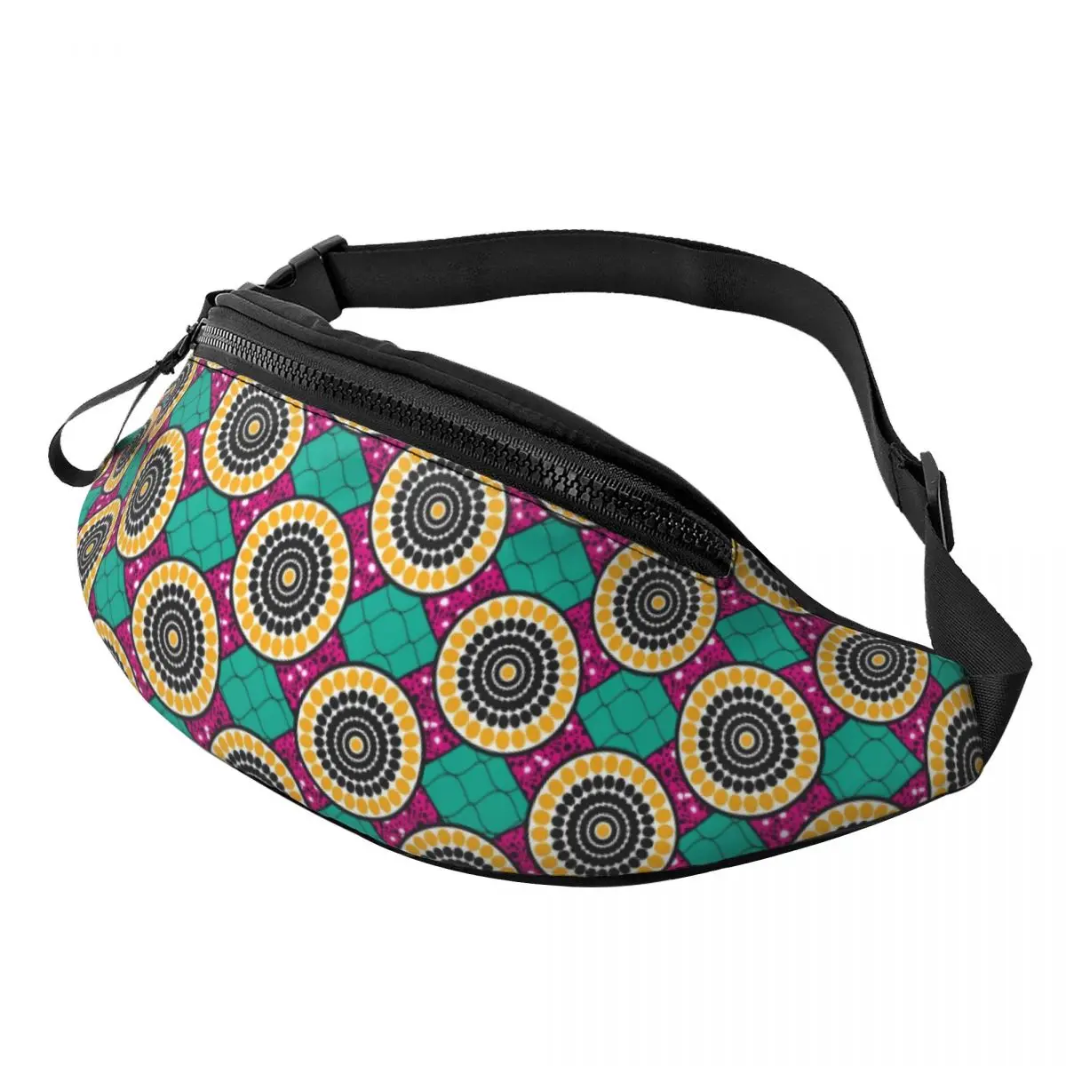 Custom Geometric African Ethnic Tribal Ankara Pattern Fanny Pack Men Women Crossbody Waist Bag for Hiking Phone Money Pouch
