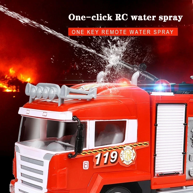 Large Size Fall Resistant Electric Remote Control Fire Truck Toy Set Children Simulation Sprinkler Engineering Car Boy Toy Gift