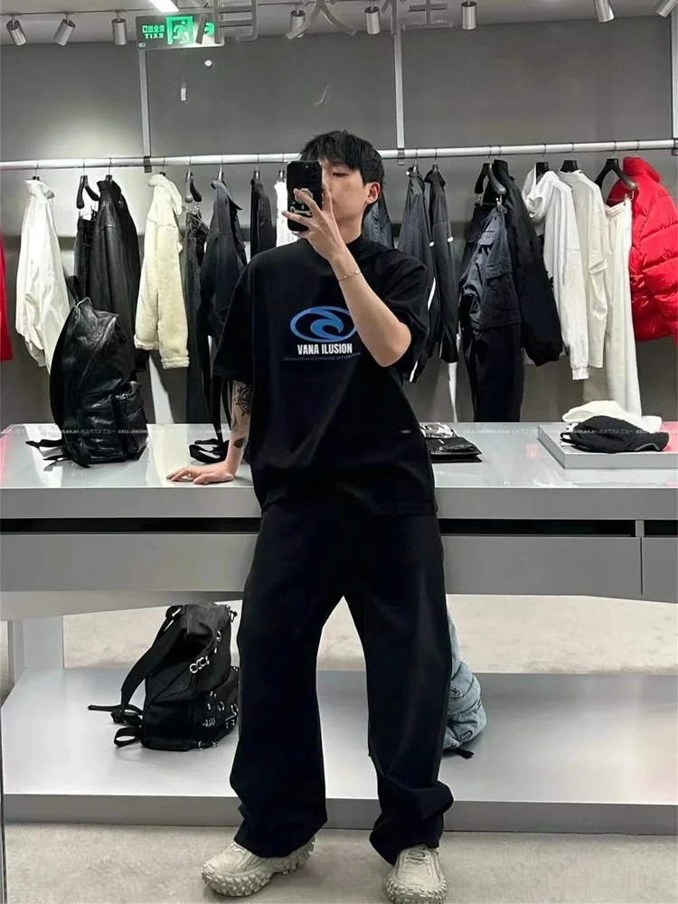 

Футболка VANA ILUSION Cra Print Surf Letter ort Sve ex T-irt для пар, дышащая, из хлопка, с круглым вырезом, модная