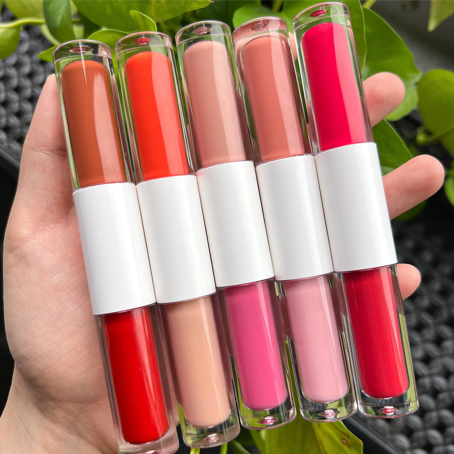 

Matte Lipstick Lipgloss 2in1 Double Head 24HR Non-stick Cup Lip Gloss Tint Long Lasting Waterproof Lipstick Makeup Custom Logo