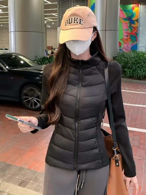 

Легкий хлопковый топ Jaet ort, женский теплый внутренний сердечник, небольшой размер, топ для зимних видов спорта, эластичное волокно на молнии