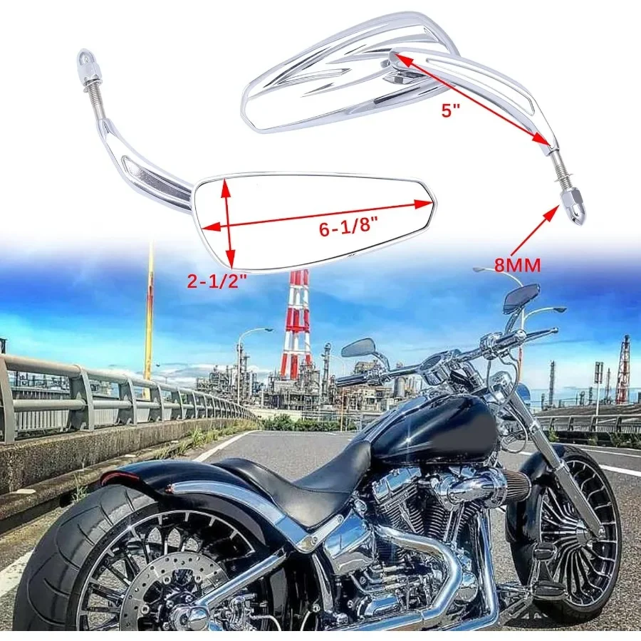 مرآة جانبية للدراجة النارية من الكروم لسيارة Road King Street Electra Glide Road Glide Dyna Softail بديلة لمرآة الرؤية الخلفية متوافقة