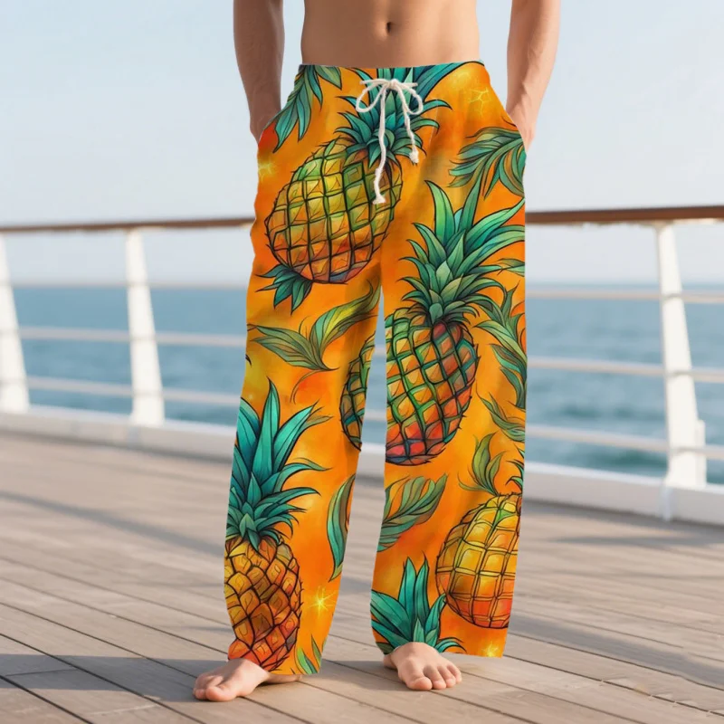 

New Y2K Hawaiian Pineapple Element 3D Printed Casual Street Men's and Women's Straight Leg Pants Comfortable and Breathable
