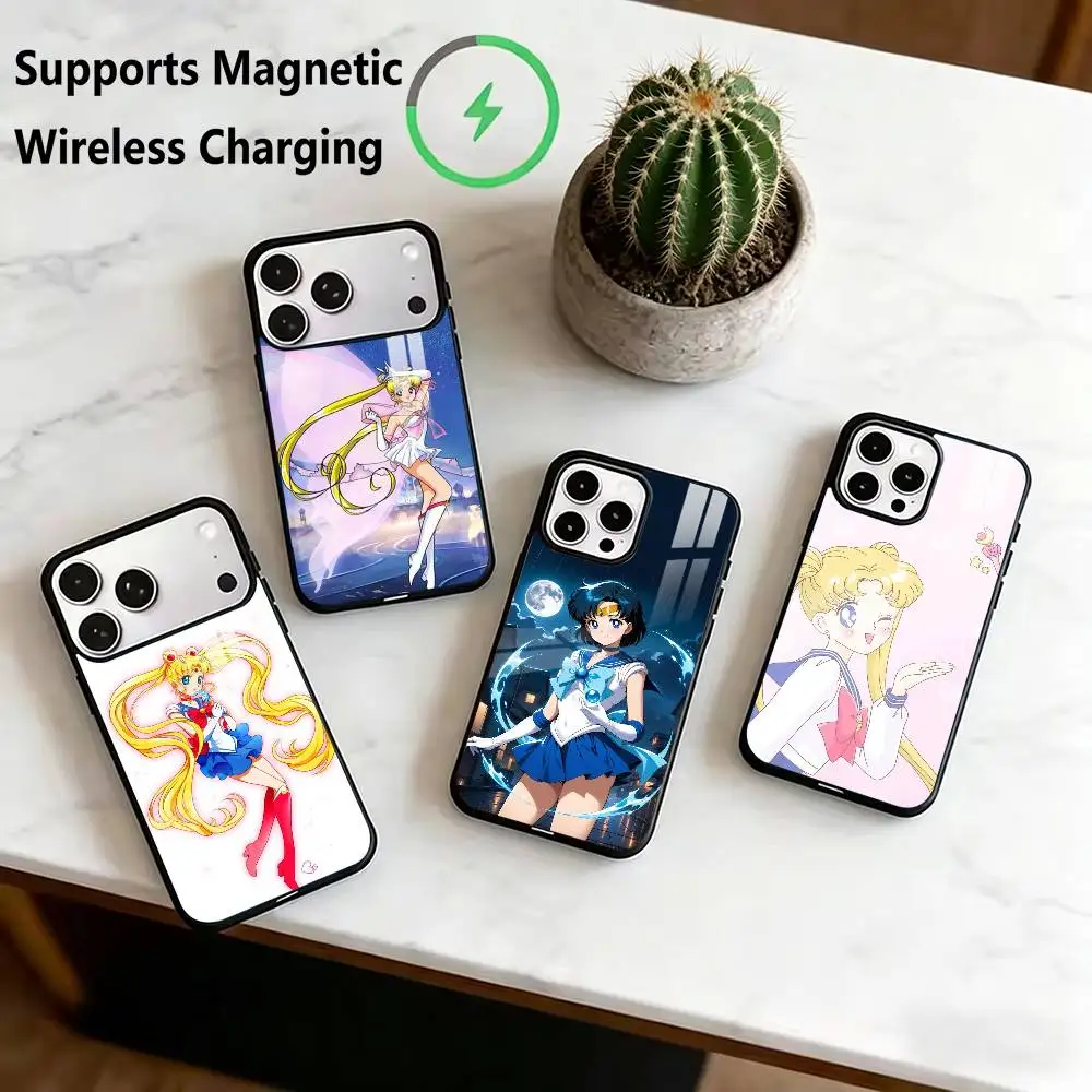 

Sailor M-Moon Anime Phone Case For iPhone17,16,15,14,13,12,11 Plus,Pro Allows magnetic wireless charging