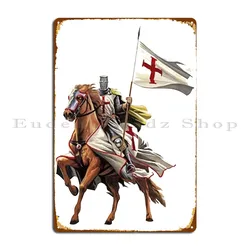 Knights Templar Battle Ready Metal Plaque Poster Garage Pub Wall Decor Living Room Personalized Tin Sign Poster
