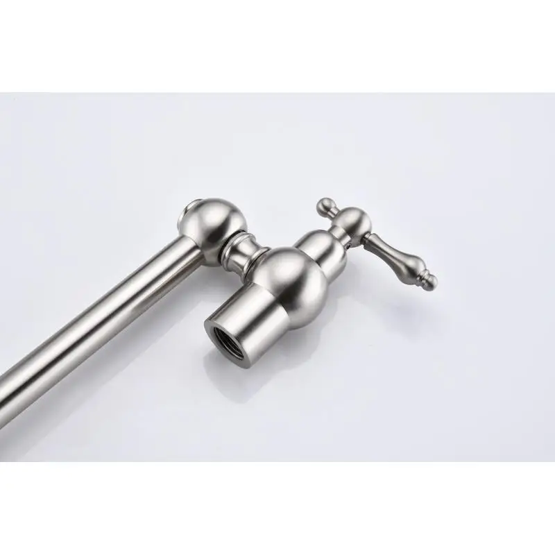 Grifo de llenado de ollas de montaje en pared para cocina, doble caño retráctil, conveniente suministro de agua con 360 °   Rotación, níquel cepillado