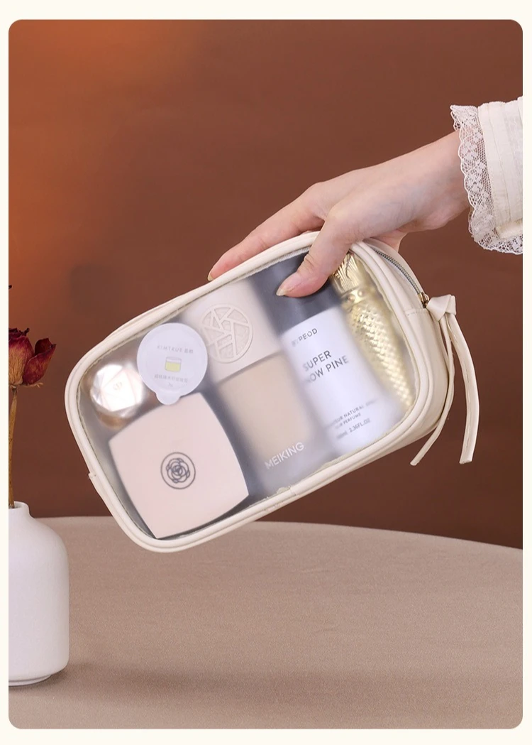 Halbtransparentes Luxus-Kosmetiktaschen-Set, 3-teilig, Große Reise-Kosmetikorganizer-Taschen, Tragbare Toilettenartikel-Aufbewahrung für Frauen – Detail 2