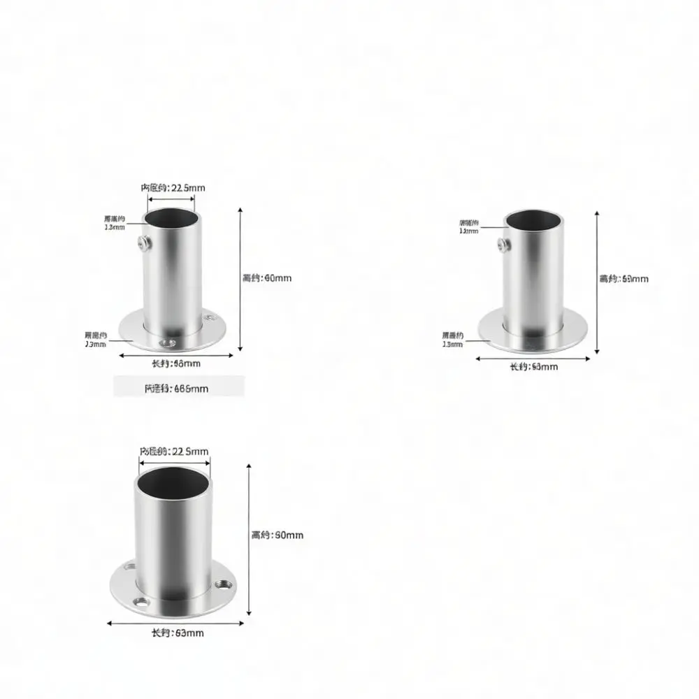 Stainless Steel Closet Pole Support Bracket For Amada Curtain Rod Flange Base Heavy Duty Pipe Holder Mounting Hardware