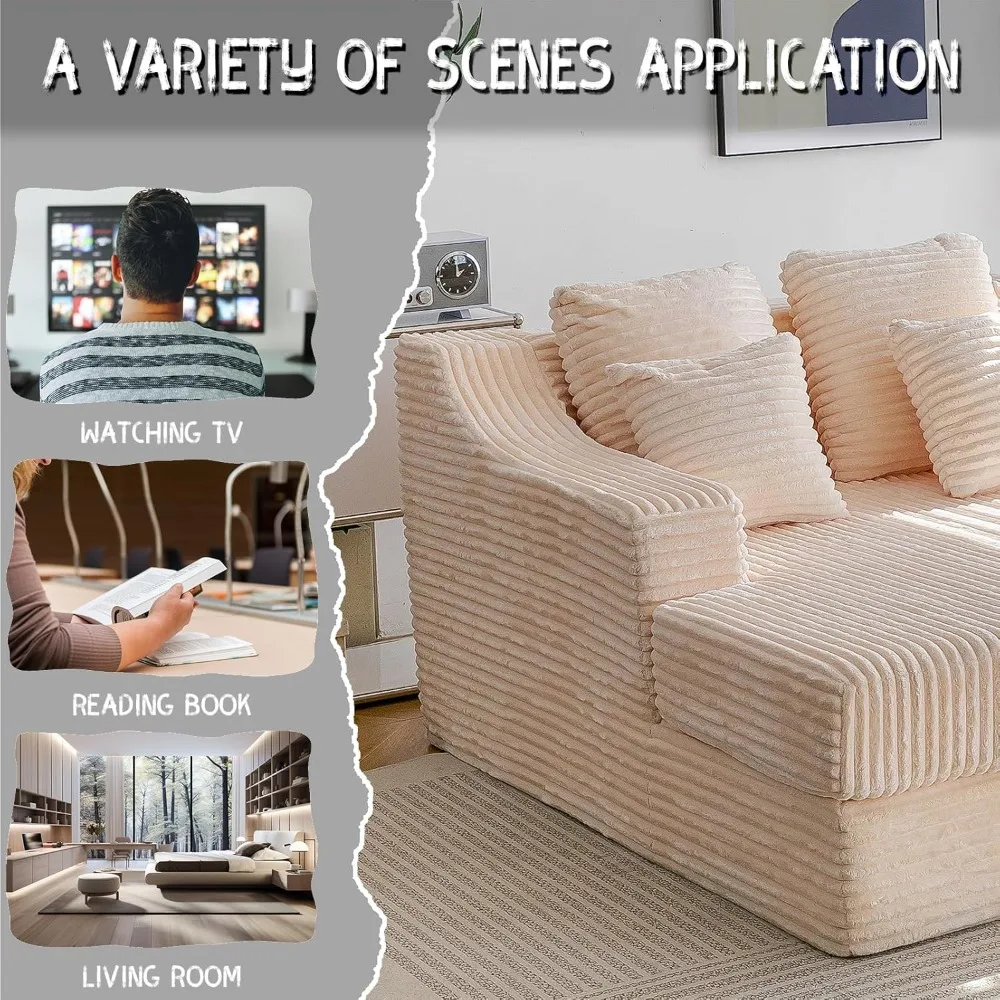 كرسي أريكة صالة تشيس كرسي أريكة سرير مريح داخلي كبير الحجم مع أربعة وسائد كرسي أريكة منجد منفوش لغرفة المعيشة #5