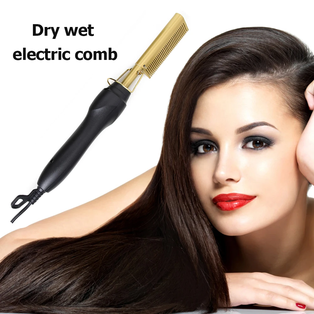 

Hair Straightener Hot Heating 3 Modes Smooth Comb Straightening Curling Brush