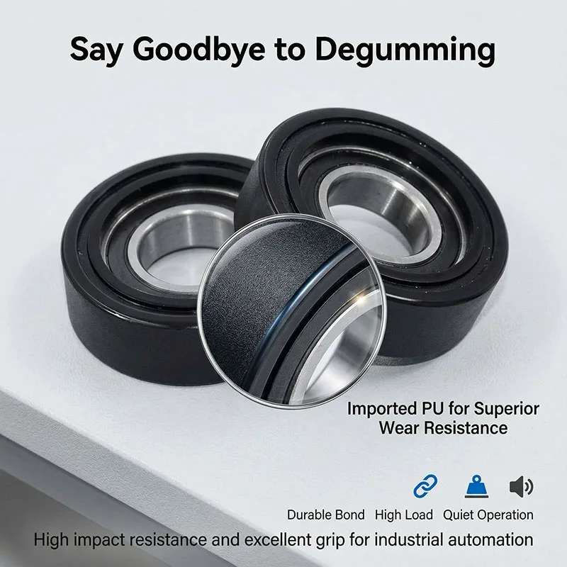 2pcs 50mm Diameter PU Coated Bearing Rollers 15x50x15 PU600250-15 Heavy Duty Pulleys 15*50*15 Polyurethane Guide Flat Wheels