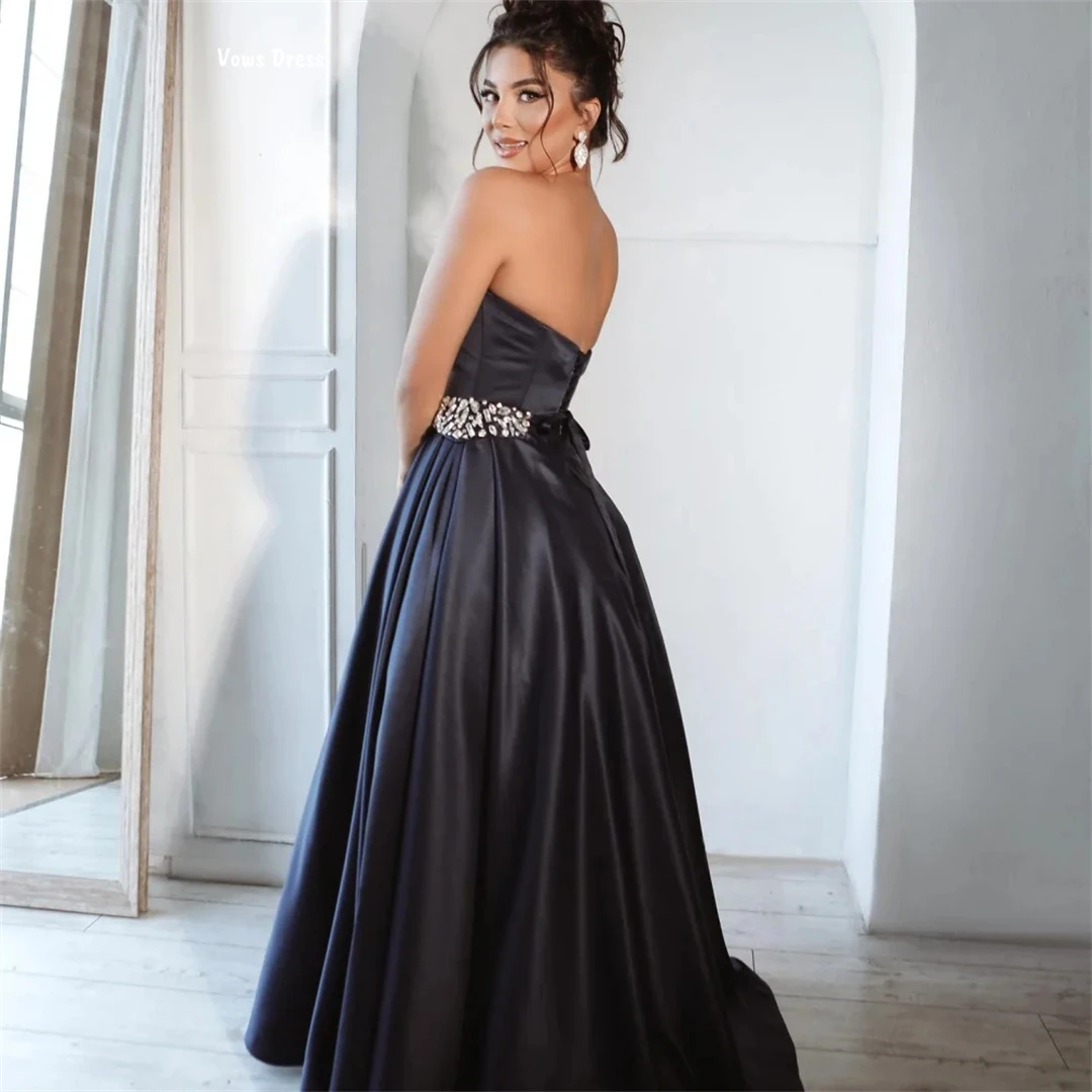 Vows robes de soirée noires femme robes d'invité de mariage élégantes pour les Occasions spéciales sur mesure bustier tubulaire ligne une robes de bal