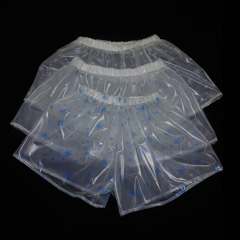 Transparent PVC Waterproof Shorts Elastic Wasit Raining Panties Live Show Dance Soft Smooth Silent Couple Sports Shorts