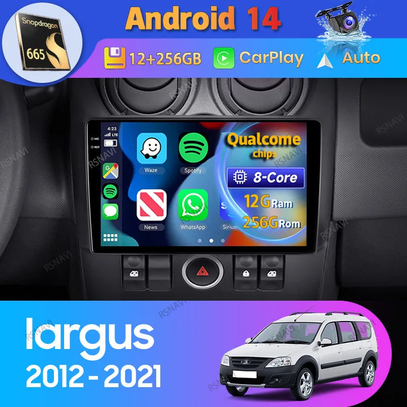 

Android 14 Carplay Auto For LADA largus 2012 2013 - 2021 Car Radio 2 Din Multimedia Player Head Unit BT WIFI+4G Stereo Video DVD