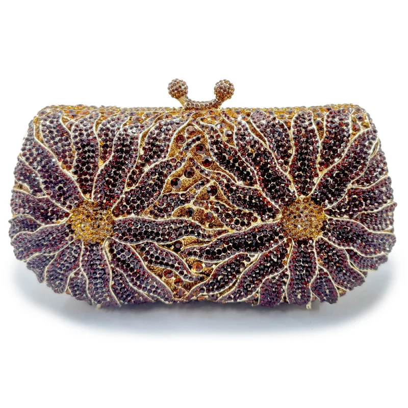 

Women's Diamond Hollow Handmade Hardware Bag Diamond Flower Pattern Dinner Bag Chain Handbag Bolsos De Lujo Mujer Marcas Famosas