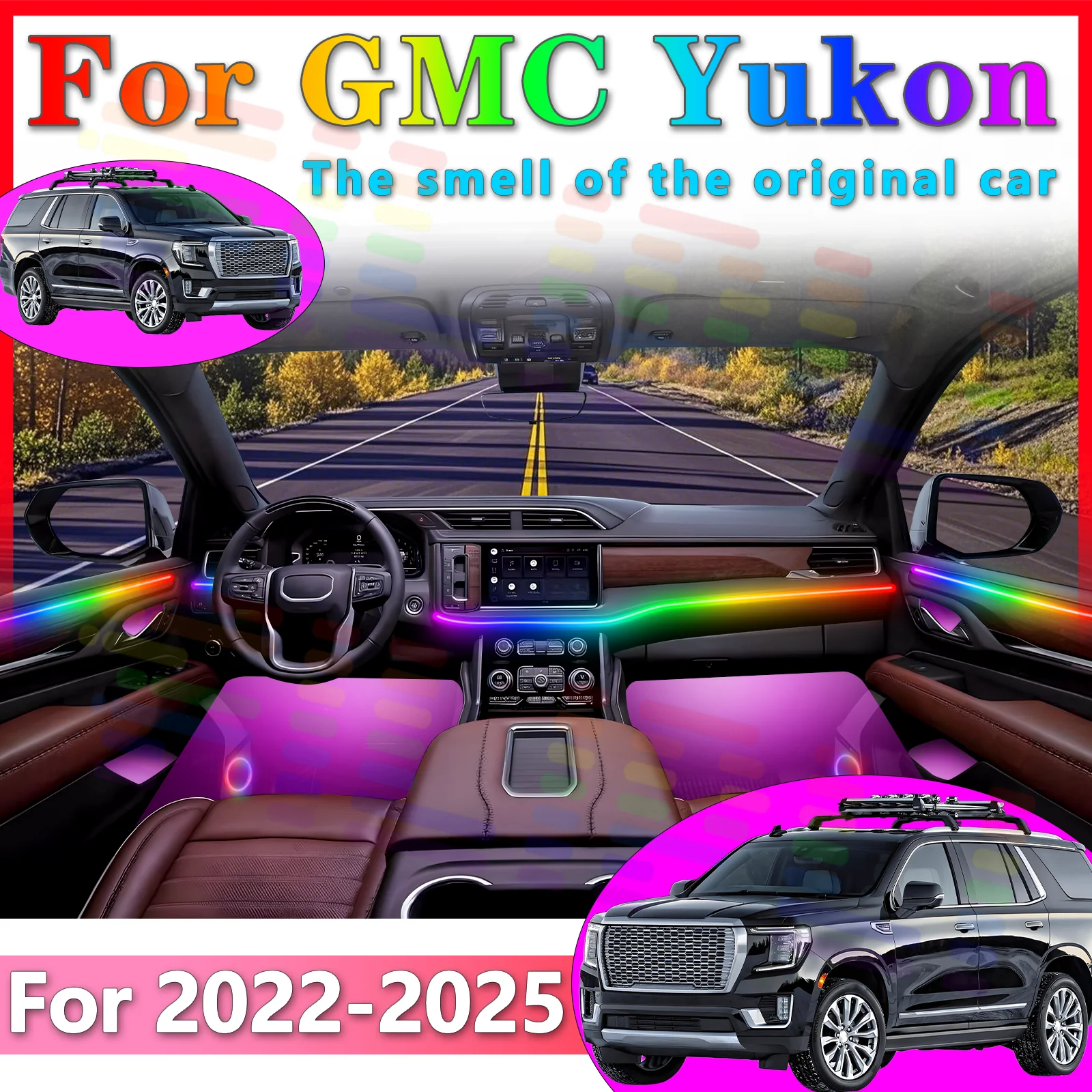 

Для GMC Yukon 5-го поколения, улучшенный скрытый PMMA, автомобильный интерьер, настроечная панель RGB Symphony, хроматический потоковый светодиод с поддержкой через приложение