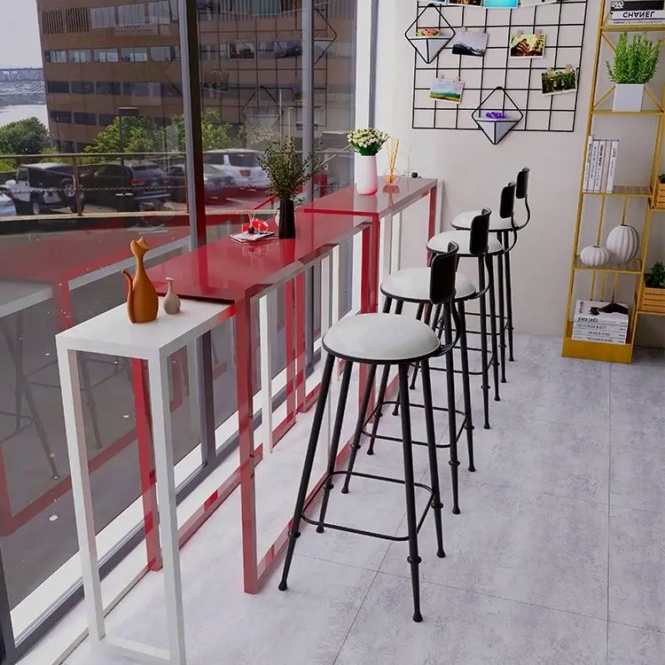 Bar table home balcony leisure narrow long table against the wall milk tea shop bar high table and chair entrance table.