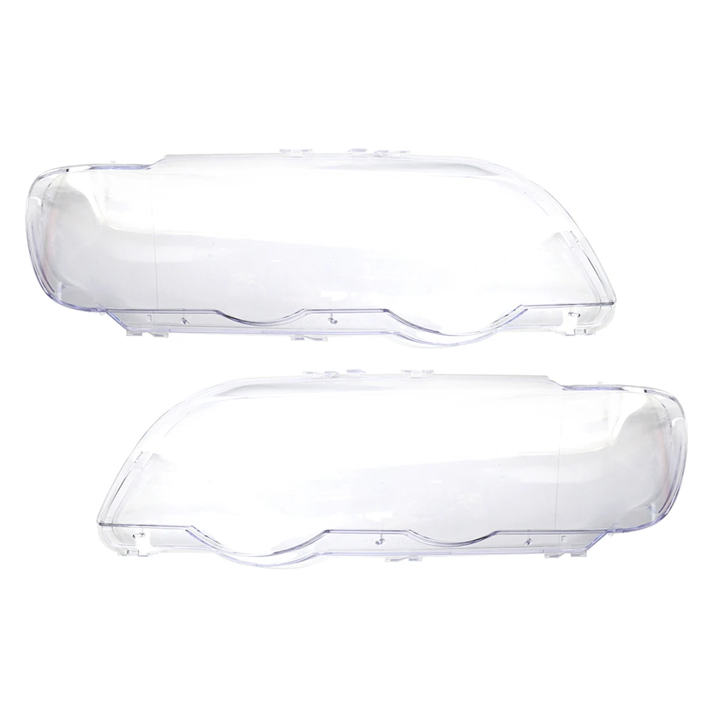 1 Pair Transparent Car Headlight Headlamp Clear Lens Cover For BMW X5 E53 1999-2003