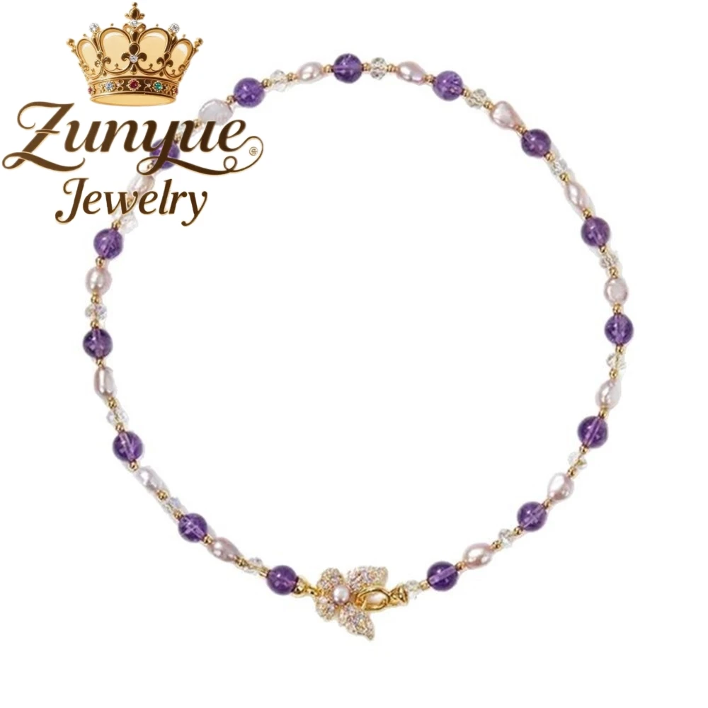 قلادة على شكل فراشة من لؤلؤ المياه العذبة الطبيعية، إكسسوار سلسلة الترقوة بسيط وأنيق، مجوهرات عصرية بقلادة متخصصة