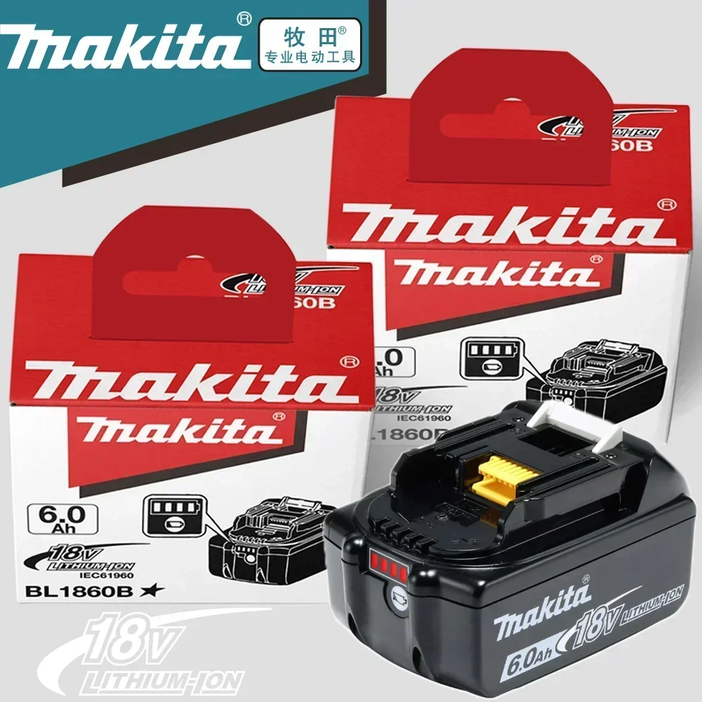 100% batería Original Makita de 18V, batería de iones de litio recargable 18650, Makita BL1860B reemplazable con cargador de 18V 3A