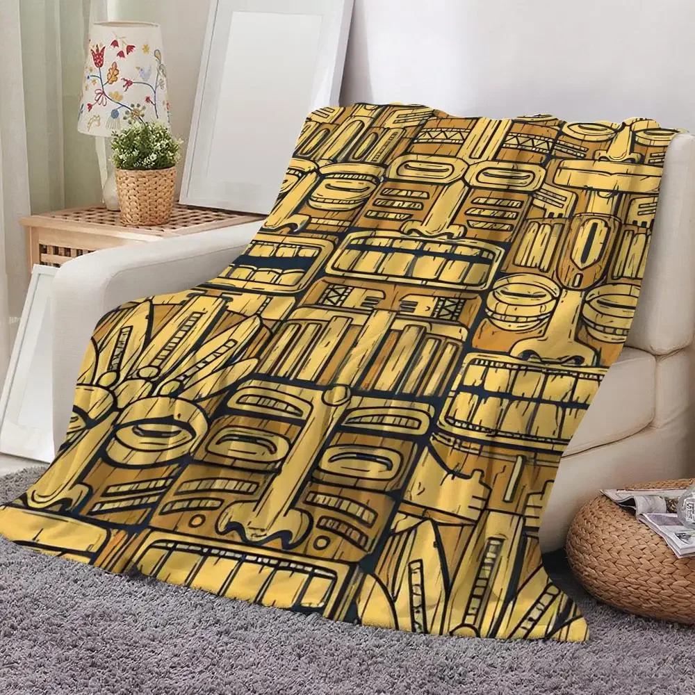 Vintage Barrel Illustration Throw Blanket Rustic Pub Style Decor Cozy Couch Throw for Farmhouse Bedroom