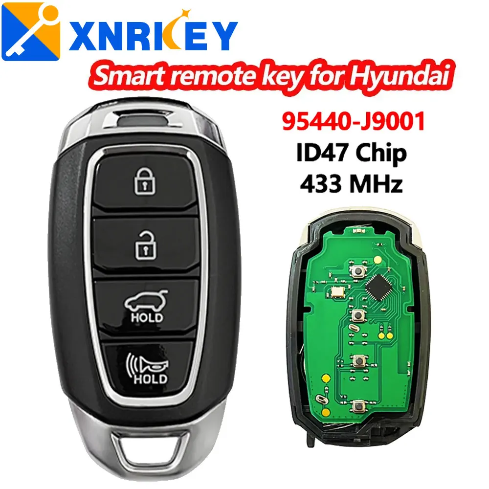 

XRNKEY Aftermarket 4 Button Smart Key For Hyundai Kona 2020 Genuine Remote Frequency 433MHz ID47Chip Part Number 95440-J9001