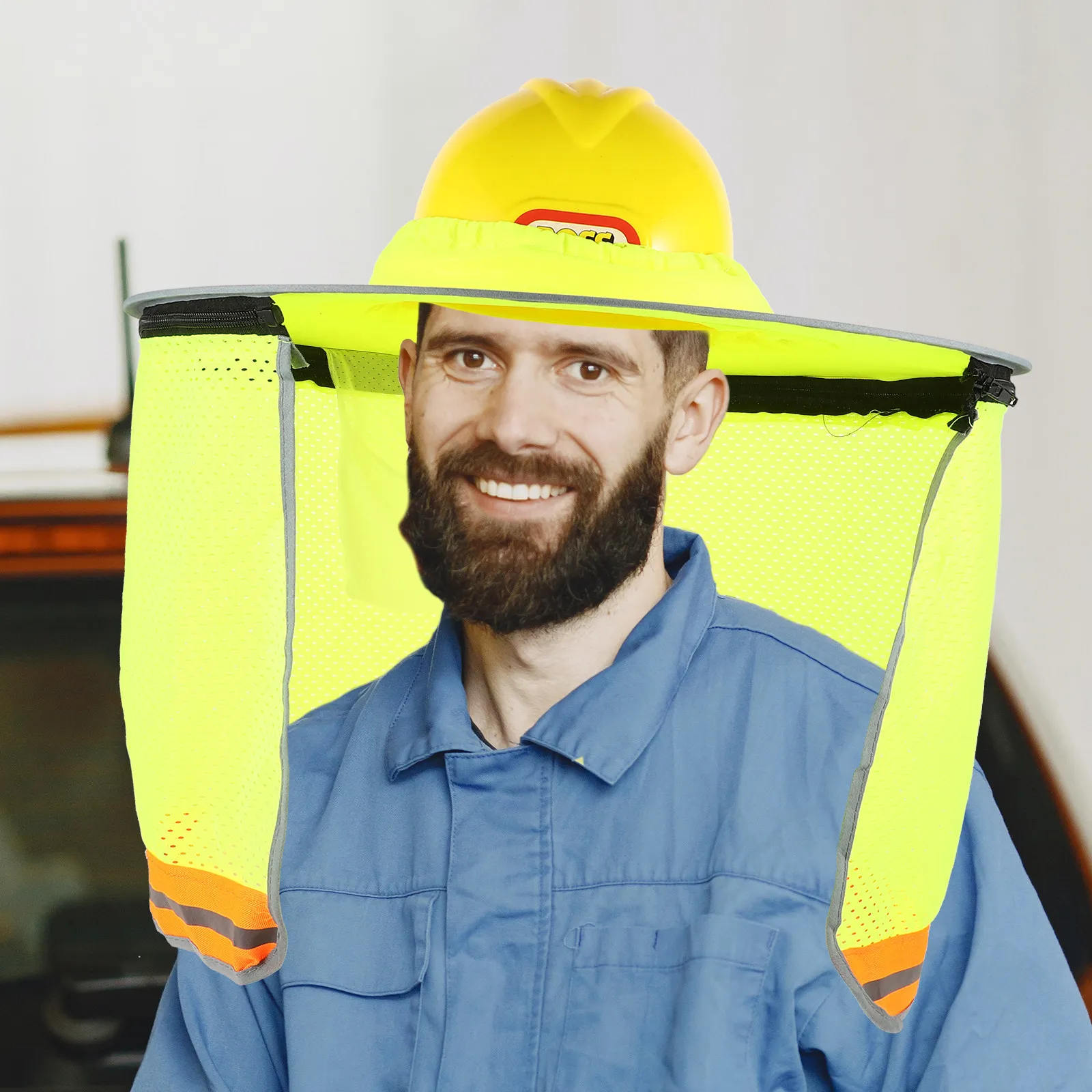 

Construction Hard Hat Sun Shade Full Brim Neck Blocking Breathable Safety Visor for Building Sites
