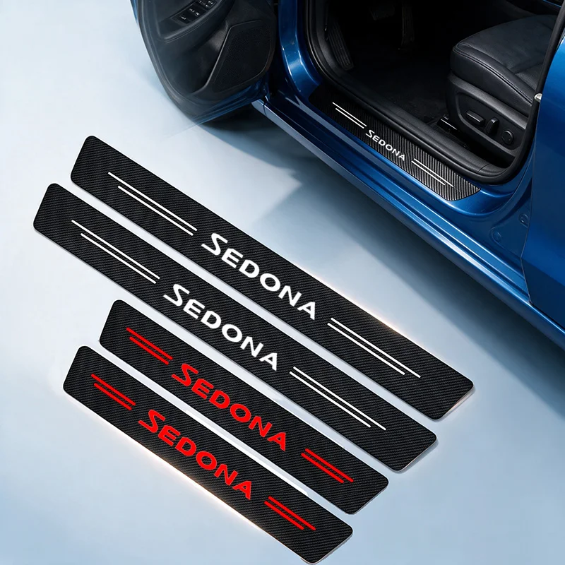 Car Threshold Anti-Scratch Stickers For KIA Sedona Emblem Auto Styling Rear Trunk Door Sill Protection Decals Accessories