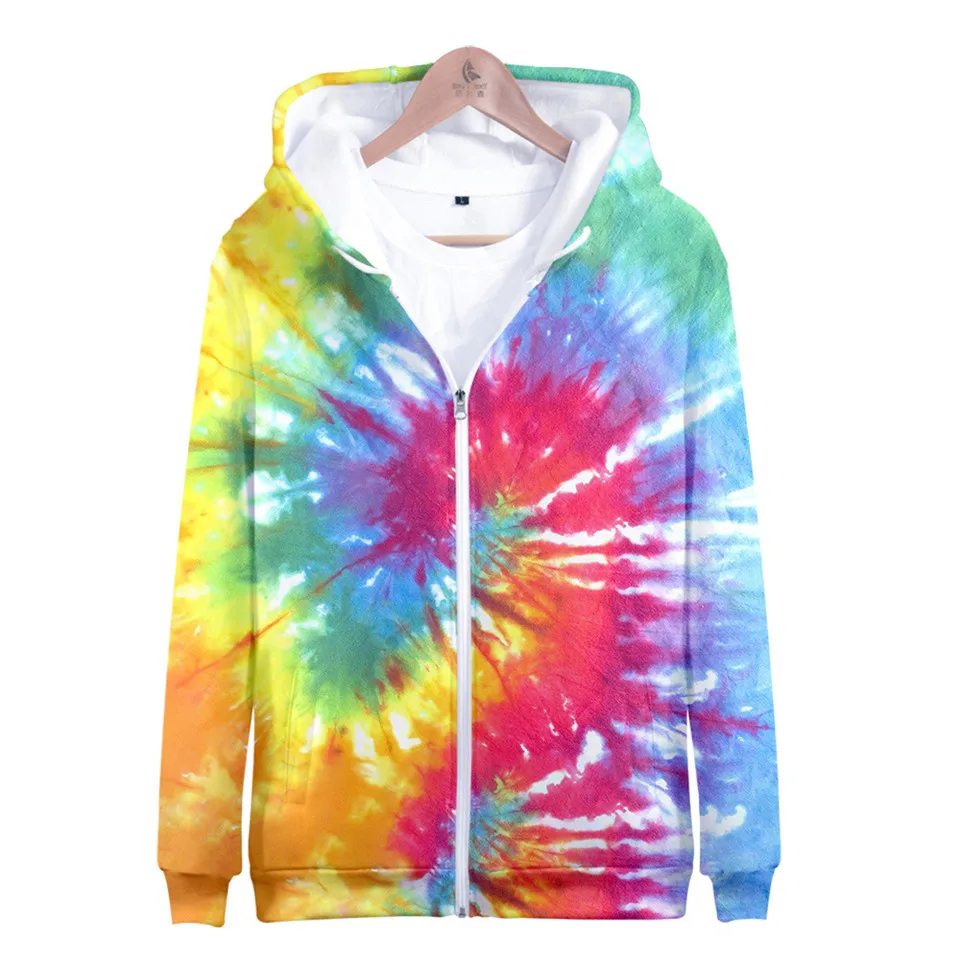 Tie Dye 3D Printed Hoodie Men Women Fashion Personality Spiral Colorful Hoodies Sweatshirt Harajuku Jacket Coat Clothes