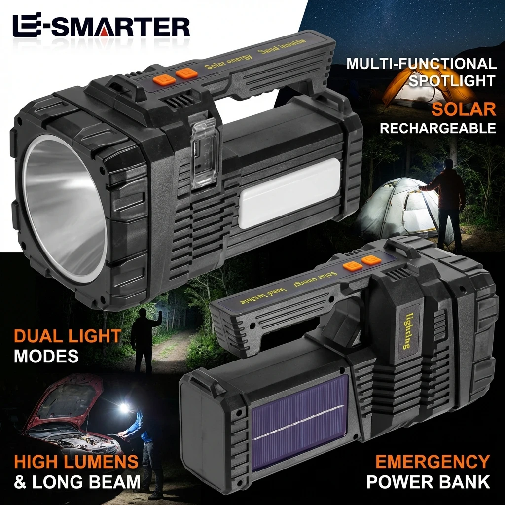 

Портативный поисковый фонарь P70 с USB-зарядкой, солнечный светодиодный фонарик, сверхъяркий рабочий светильник для кемпинга и активного отдыха