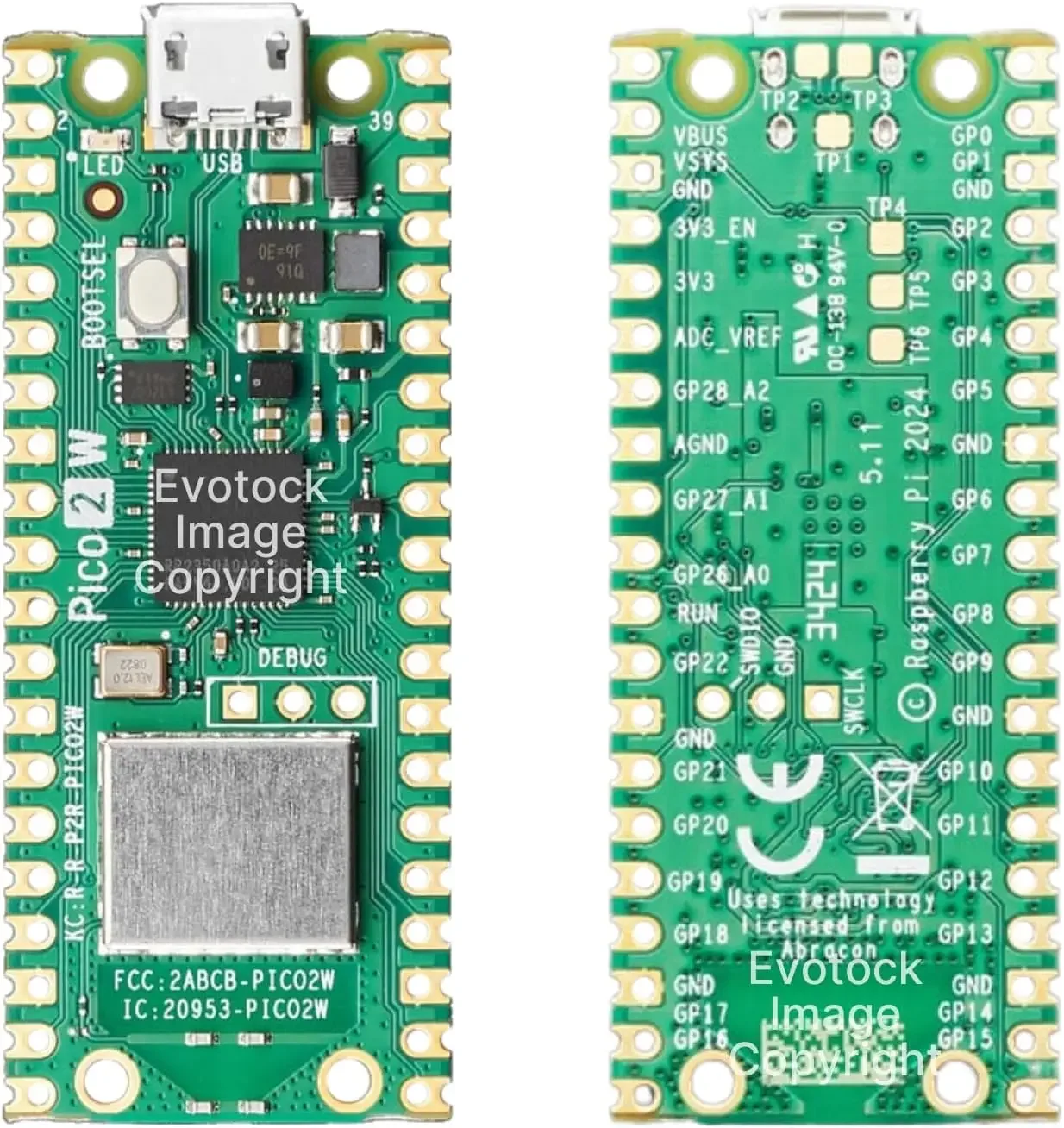 Pi Pico 2W - RP2350 microcontroller board, Bluetooth 5.2, WiFi, dual-core