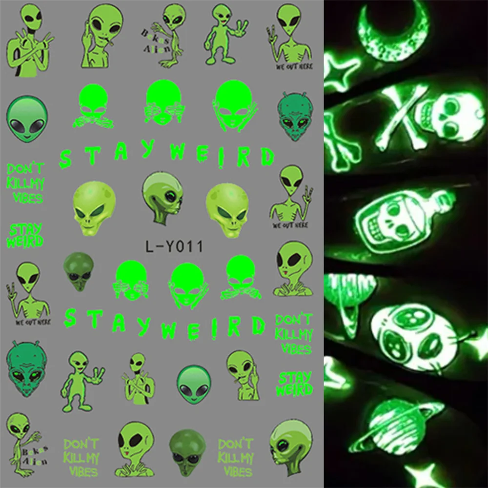 Glowing Nail Sticker 3d High Quality Innovative Limited Edition Halloween Exclusive Unique And Stylish Nail Design Noctilucent