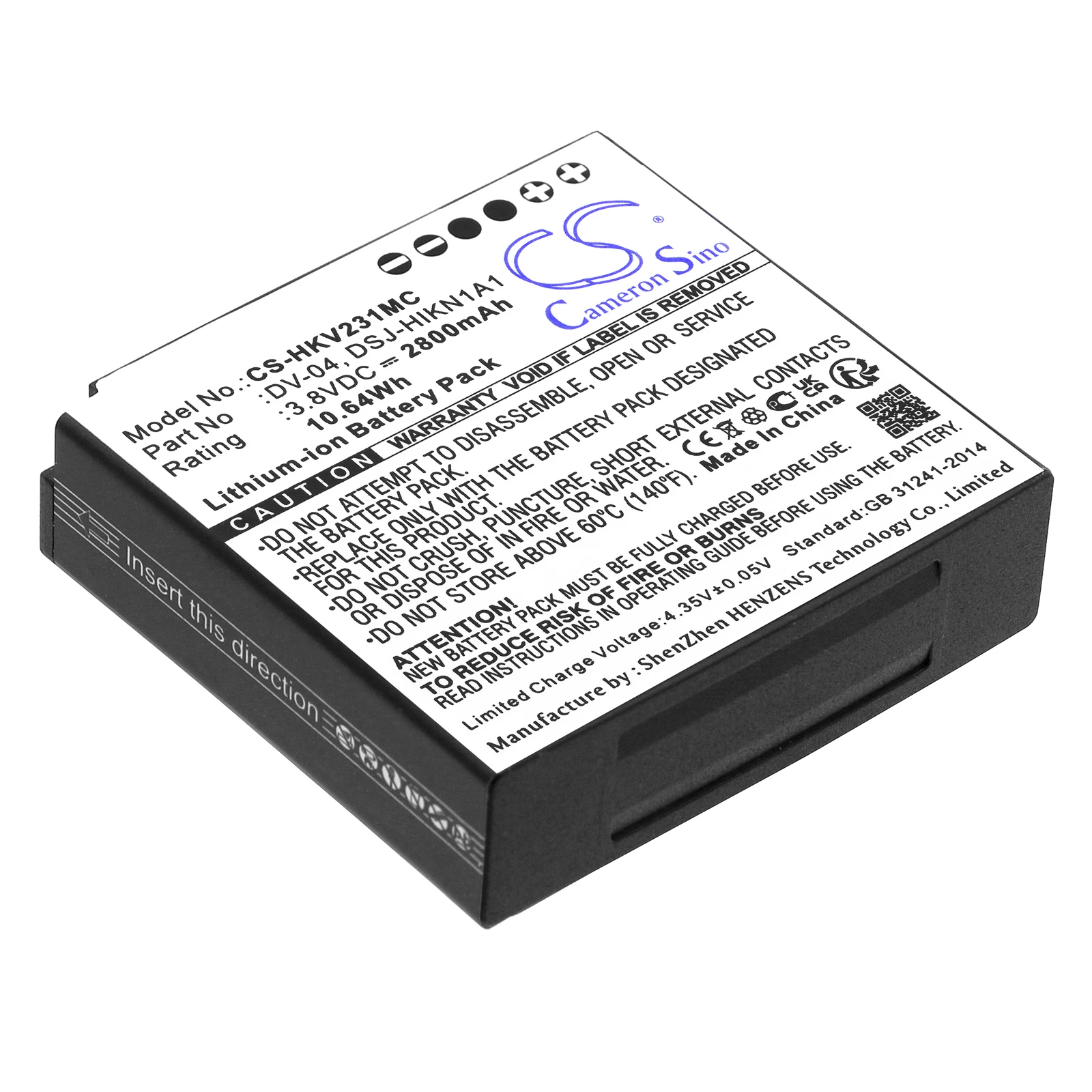 Cameron Sino 2800mAh Battery For Hikvision DSJ-HIKN1A1 DS-MH1310-N1(B) DV-04 DS-MH2311 DS-MH1310-N1 DSJ-HIKN1A1