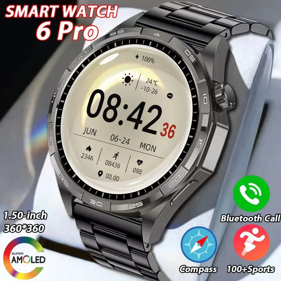 2025 Nieuwe GT6 Pro Mode Sport Smart Horloge Mannen 1.50 ''HD Full Touch Screen Hartslag GPS Track Sport fitness Oproep Smart Horloge