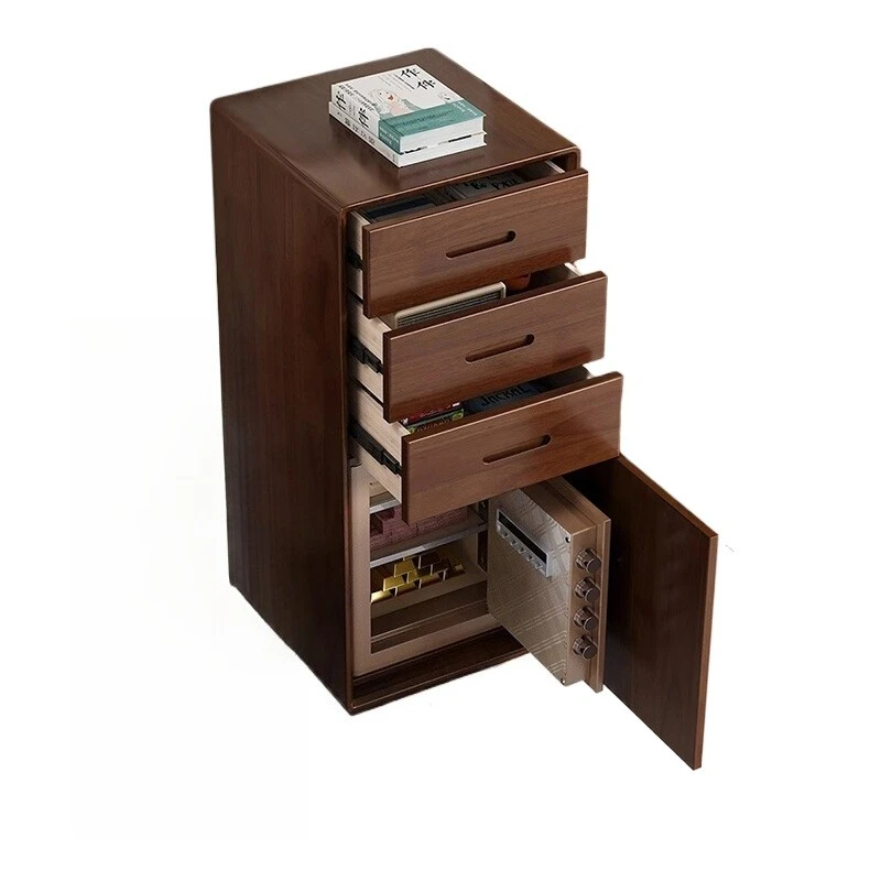 

Сейф для сундука из цельного дерева, встроенный сейф для гостиной большой вместимости, скрытый сейф с тремя ведрами