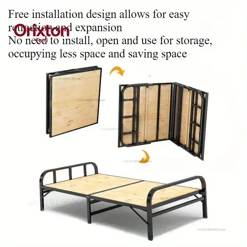 Foldable Wooden Bed for Quick and Comfortable Nap Time, Suitable for Single and Double Sleeping