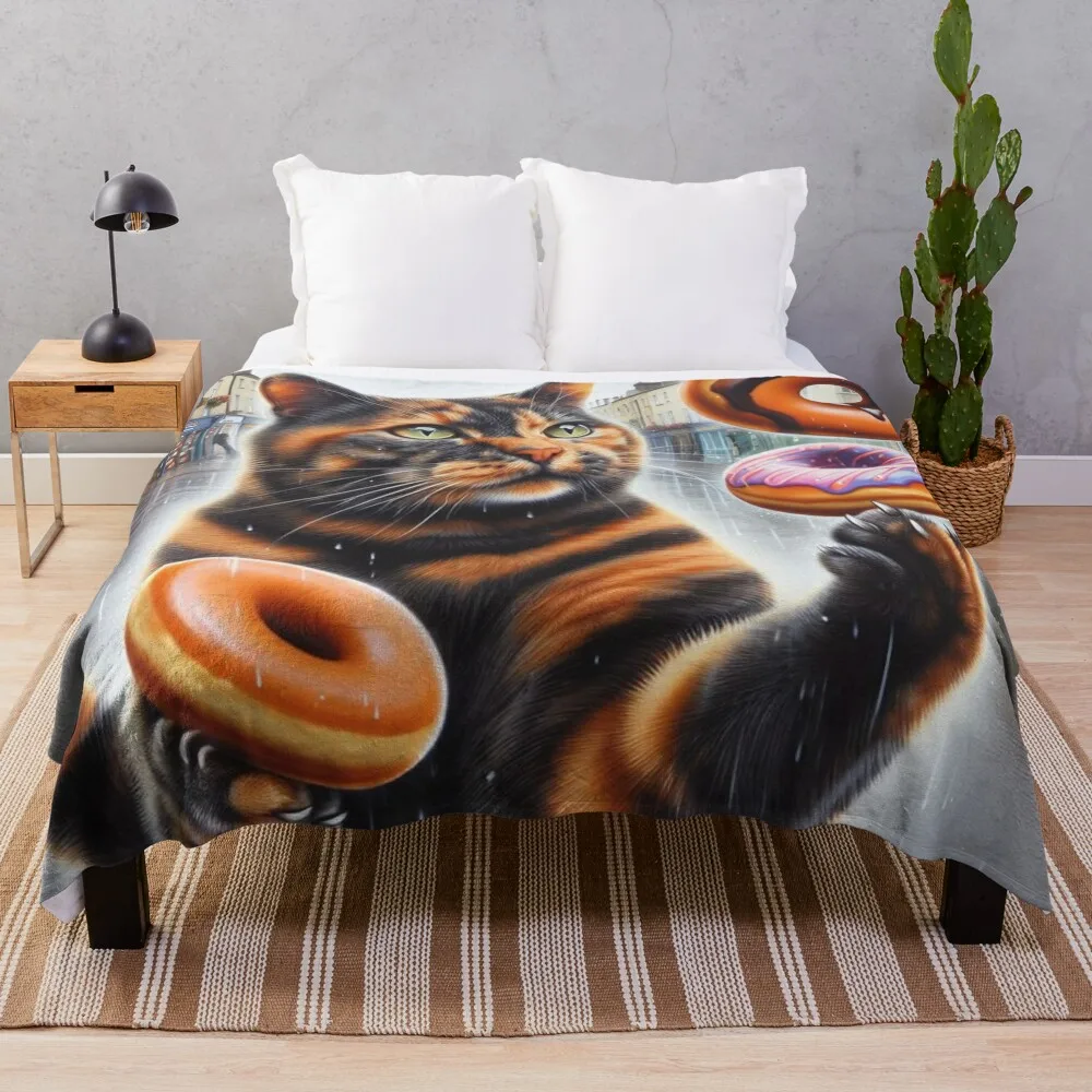 Cat Doughnuts 2 : Juggler Throw Blanket Soft Beds valentine gift ideas Decorative Throw Furrys Blankets