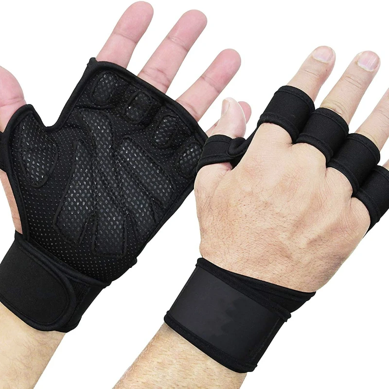 1 Paar neue, mit Leder verdickte, rutschfeste Silikon-Fahrradhandschuhe, Fitness-Gymnastik-Handschuhe, Gewichtheben, Halbfinger-Handgelenk-Handschuhe