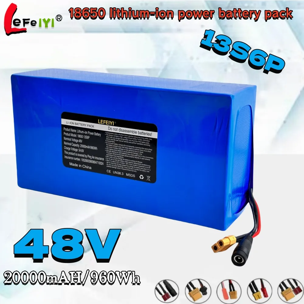 48V 20000mAh 13S6P Li-ion Battery Pack 2000W Citycoco Motorized Scooter Battery Built In 50A BMS-54.6V Charger