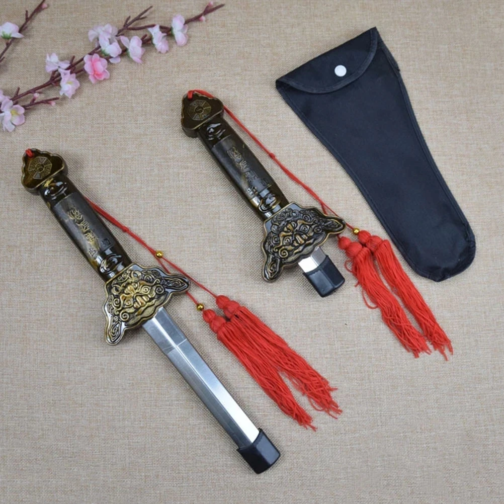 Chinese Tai Chi Sword Retractable Sword Outdoor Sports Toy Classic Tassel Sword Performance Carving Prop Decoration Accessories